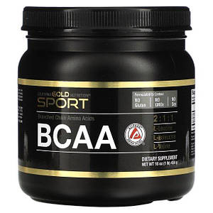 Амінокислоти БЦАА California Gold Nutrition Sport BCAA  AjiPure® 454 г (без смаку)