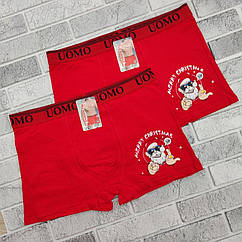 Труси чоловічі боксери з новорічним малюнком р.M/L,XL,2XL,3XL червоні MEDOOSI (1002) 30036966