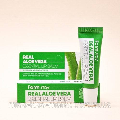 Увлажняющий бальзам с соком алоэ FarmStay Real Aloe Vera Essential Lip Balm 10 мл - фото 1 - id-p1718948401