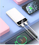 Power bank 20000 mAh Блакитний Зовнішній акумулятор Портативна зарядка Powerbank 2USB LED ліхтар, фото 9