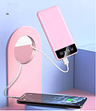 Power bank 20000 mAh Блакитний Зовнішній акумулятор Портативна зарядка Powerbank 2USB LED ліхтар, фото 7
