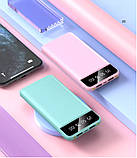 Power bank 20000 mAh Блакитний Зовнішній акумулятор Портативна зарядка Powerbank 2USB LED ліхтар, фото 10