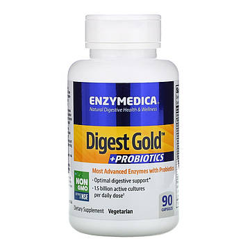 Enzymedica, Digest Gold + Probiotics, домішка з пробіотиками, 90 капсул BX057