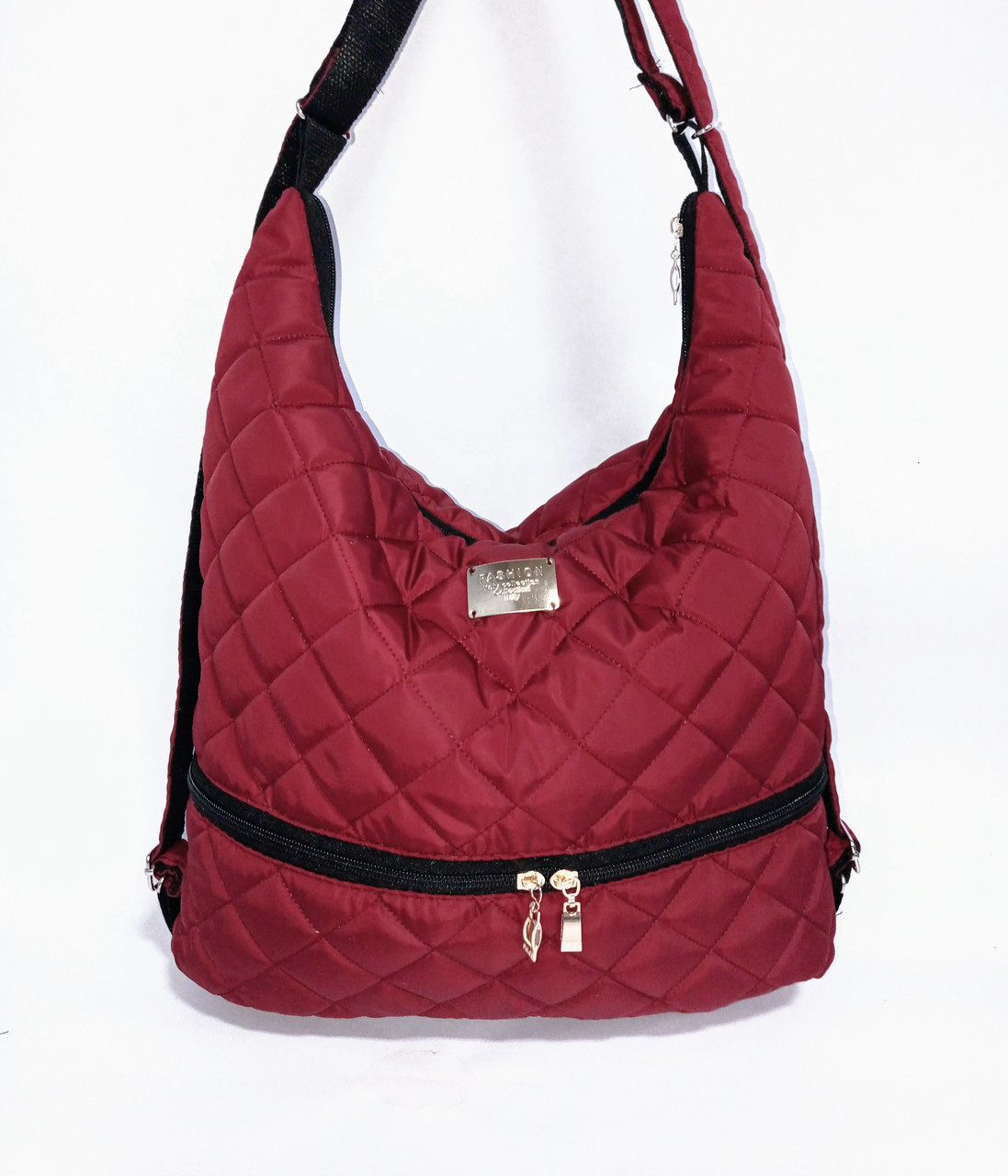 Жіноча стьобана сумка-рюкзак 30*40см бордова (200-944)