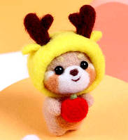 Набір для валяння з вовни ведмежа Сюн Лулу Олень + інструменти + брелок