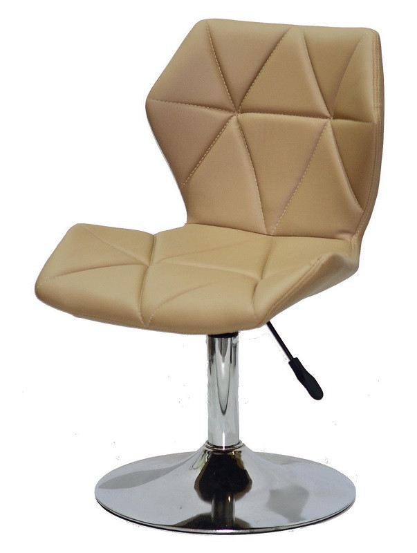Стілець Torino CH-Base бежевий 1009 шкірозамінник на хромованому млинцеві D-385 мм, поворотний із регулюванням висоти, фото 1