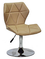 Стілець Torino CH-Base бежевий 1009 шкірозамінник на хромованому млинцеві D-385 мм, поворотний із регулюванням висоти, фото 2