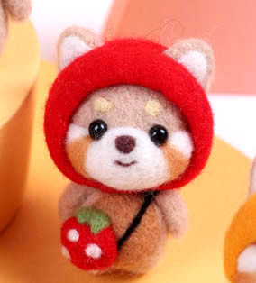 Набір для валяння з вовни брелок ведмежа Сюн Меймей Полунинця + інструменти, фото 1