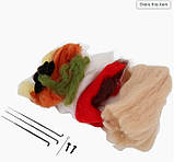 Набір для валяння з вовни брелок ведмежа Сюн Меймей Полунинця + інструменти, фото 2