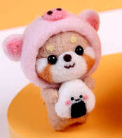 Набір для валяння з вовни брелок ведмежа Сюн Чжу Порося + інструменти