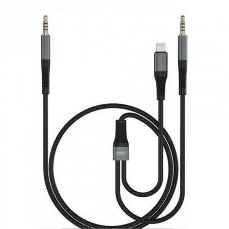 Кабель XO NB178B 2 in 1 audio adapter cable DC3.5 TO DC3.5 + TYPE-C 1M Black, фото 1