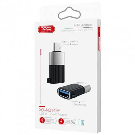 Адаптер XO NB149-F USB2.0 TO TYPE C connector Black, фото 3