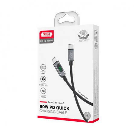 Кабель XO NB-Q203B Digital display data type-c cable 60W Black, фото 3