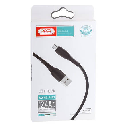 Кабель XO NB-P163 2.4A USB cable for micro 1M Black, фото 3
