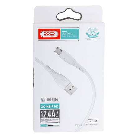 Кабель XO NB-P163 2.4A USB cable for Type-c 1M White, фото 3