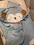 Рушник дитячий з капюшоном мавпочка +рукавичка мочалочка Babyline, фото 2
