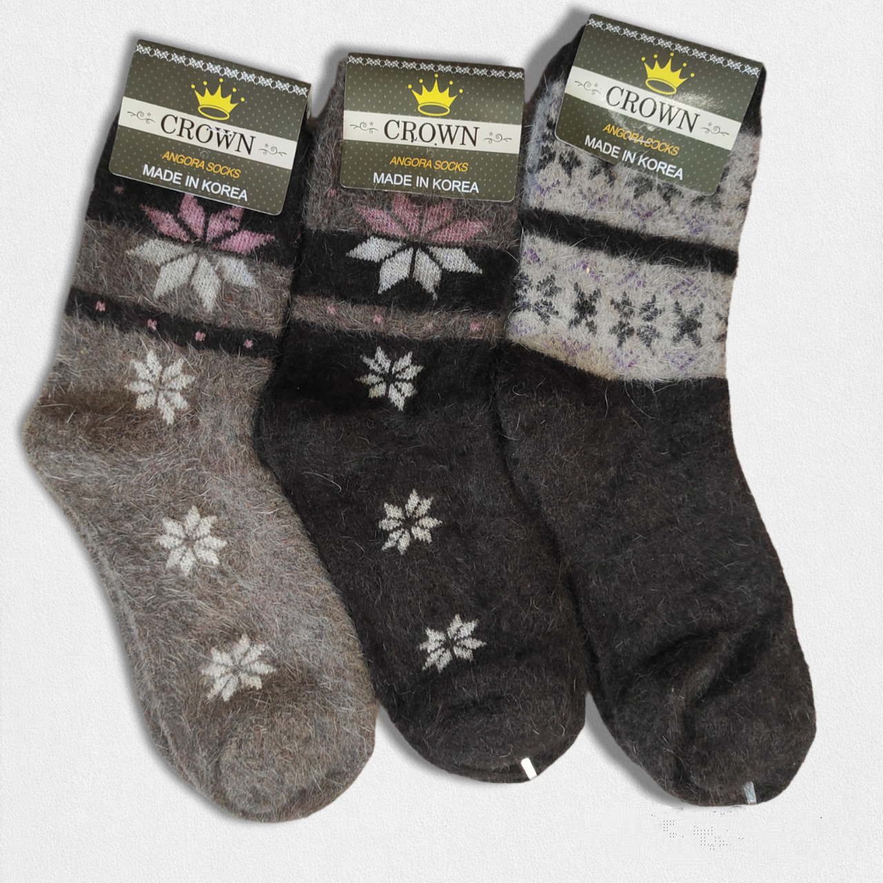 Жіночі шкарпетки зимові теплі вовняні пухнасті ангора шоколад