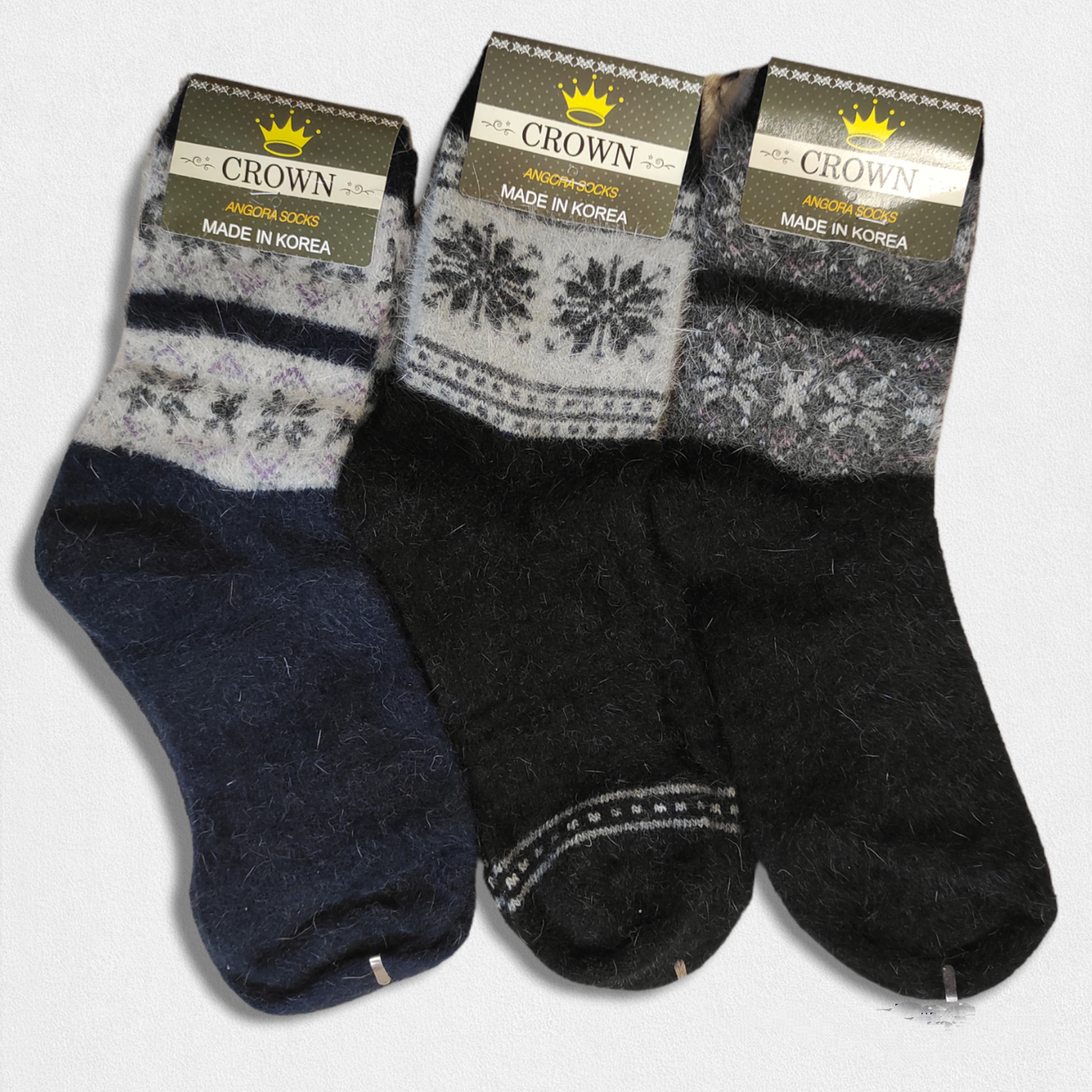 Жіночі шкарпетки зимові теплі вовняні пухнасті ангора темні