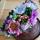 Обідок із квітами та ягодами в бузковими, білими та рожевими квітами., фото 6