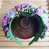 Обідок із квітами та ягодами в бузковими, білими та рожевими квітами., фото 8