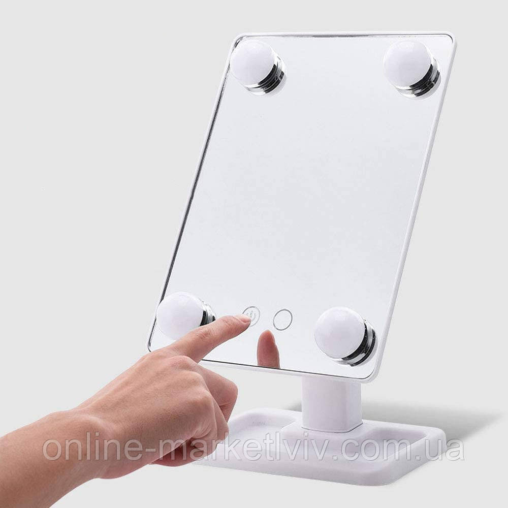 Косметичне дзеркало з LED підсвіткою від USB, Cosmetic mirror Angel / Настільне дзеркало для макіяжу