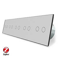 Умный сенсорный ZigBee выключатель 10 сенсоров 2-2-2-2-2 Livolo стекло серый