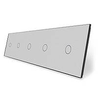 Сенсорная панель для выключателя 5 сенсоров 1-1-1-1-1 Livolo стекло серый