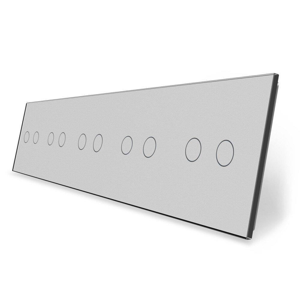 Сенсорна панель для вимикача 10 сенсорів 2-2-2-2-2 Livolo скло сірий