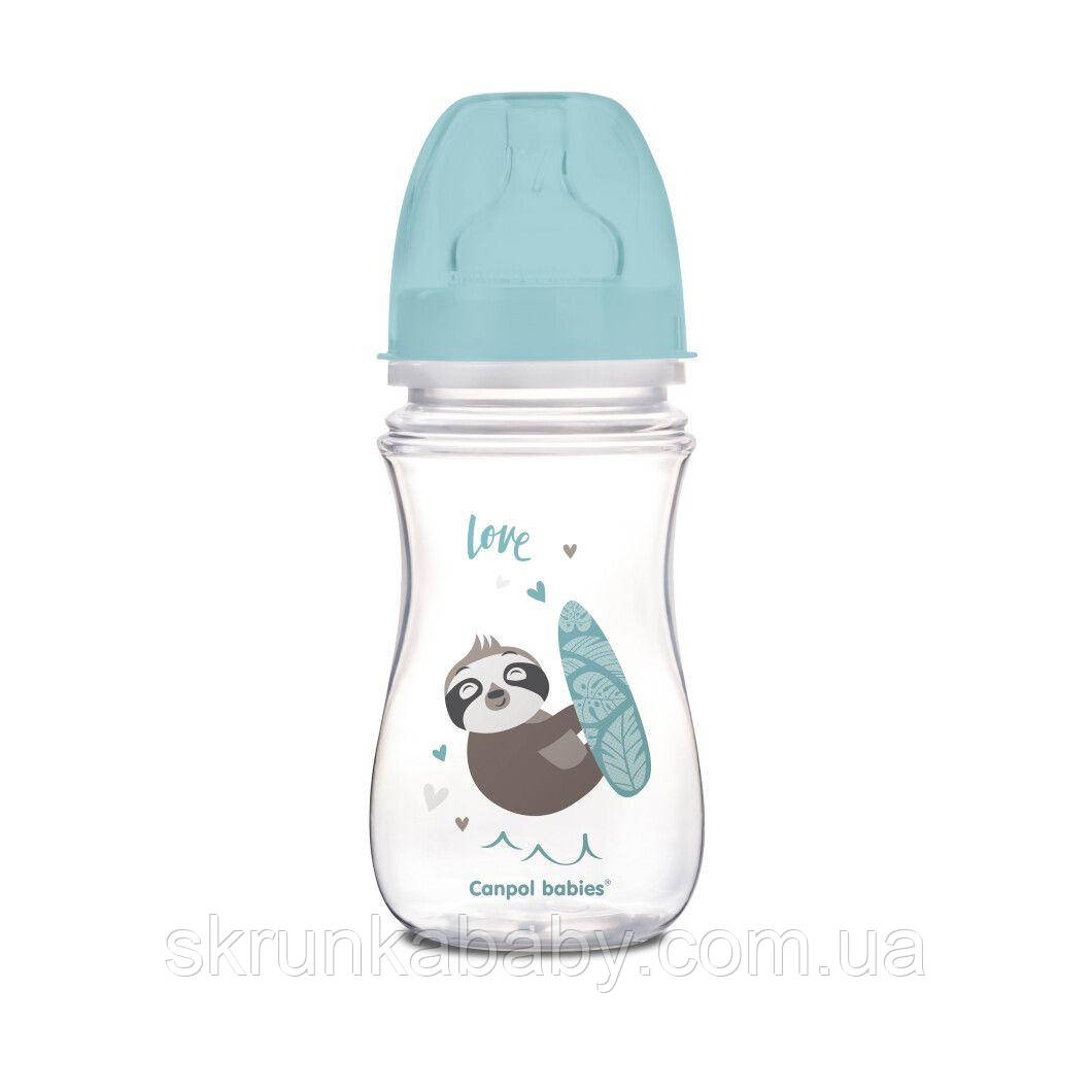 Пляшка з широким отвором антиколікова Canpol babies Easystart Toys (240 мл) синя, фото 1