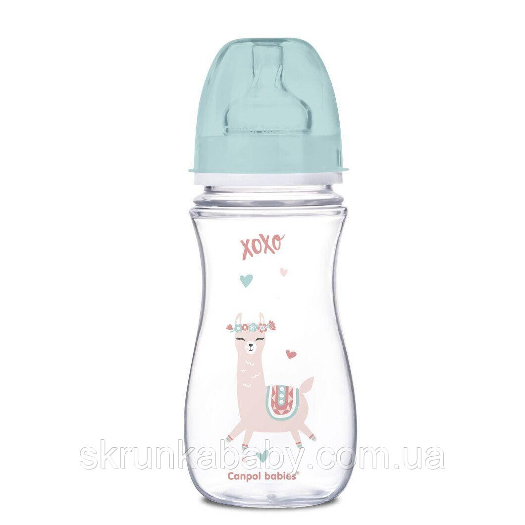 Пляшка з широким отвором антиколікова Canpol babies Easystart Toys (300 мл) зелена