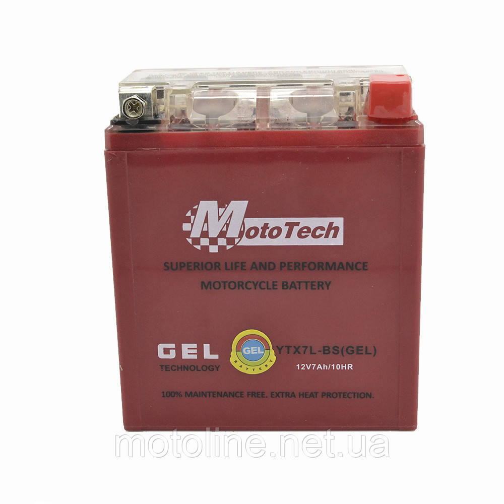 Акумулятор АКБ YTX7L-BS(GEL) 12V7AH/10HR (високий) Mototech