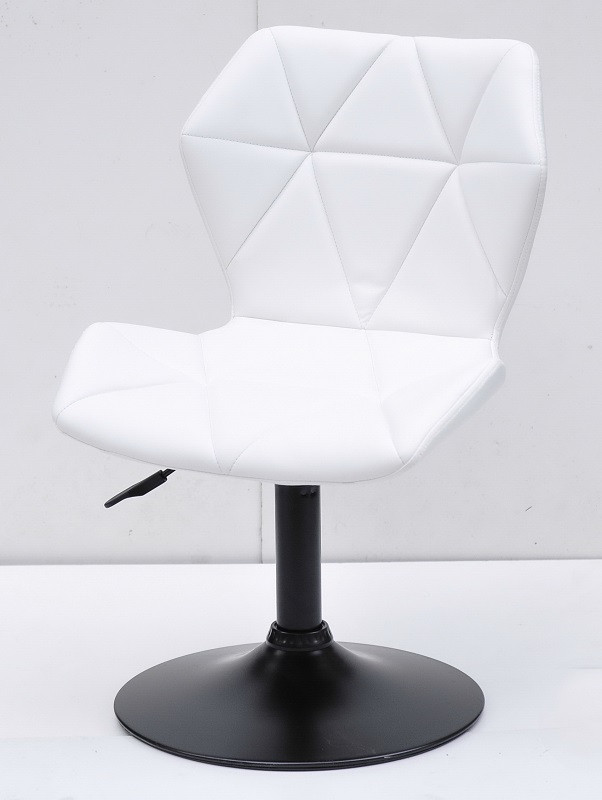 Стілець Torino BK-Base білий шкірозамінник на чорній опорі-бліні D-410 мм, поворотний із регулюванням висоти, фото 1