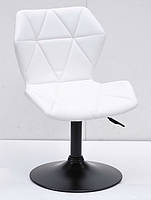 Стілець Torino BK-Base білий шкірозамінник на чорній опорі-бліні D-410 мм, поворотний із регулюванням висоти, фото 2