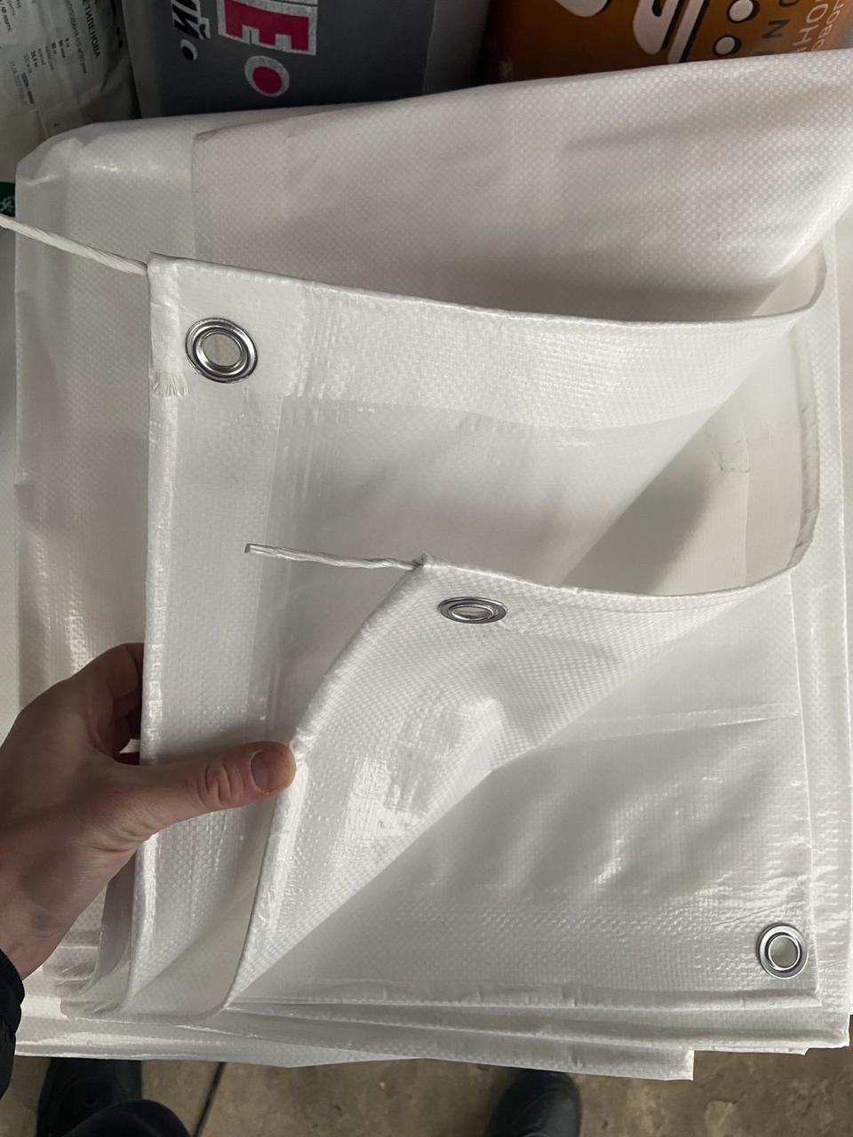 Тент 4х6 від дощу та снігу, що затіняє. 200 г/м2. Ламінований із кільцями. Білий, фото 1