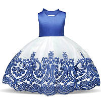 Детское нарядное платье на девочку, цвет белый + синий