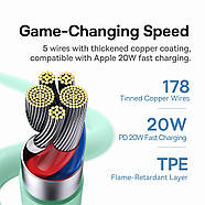 Кабель для швидкої зарядки Type-C на Lightning PD 20W BASEUS Jelly Liquid Silica Gel 1.2м (зелений), фото 7
