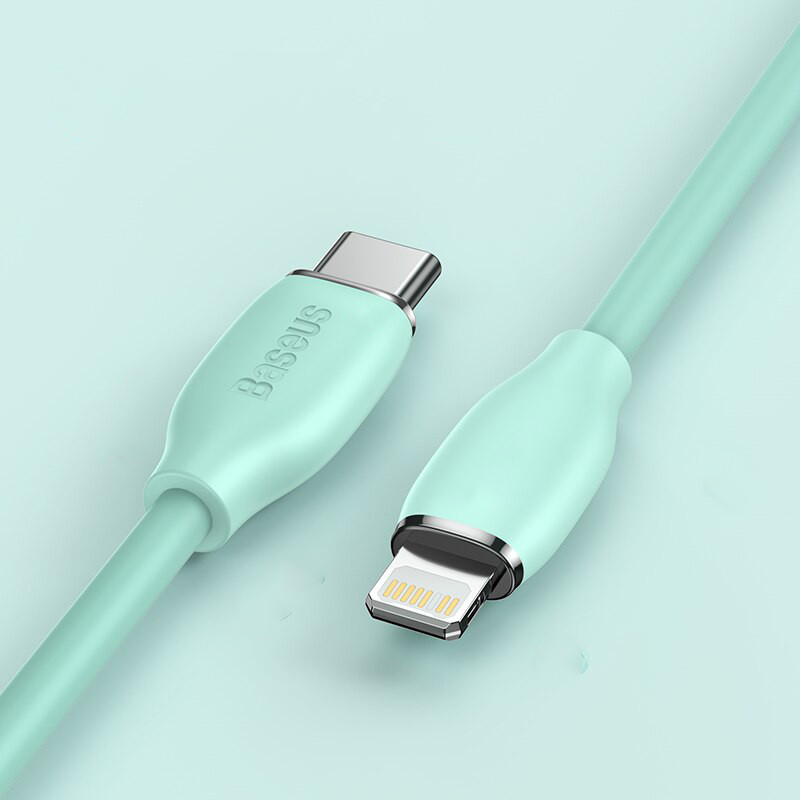 Кабель для швидкої зарядки Type-C на Lightning PD 20W BASEUS Jelly Liquid Silica Gel 1.2м (зелений), фото 1