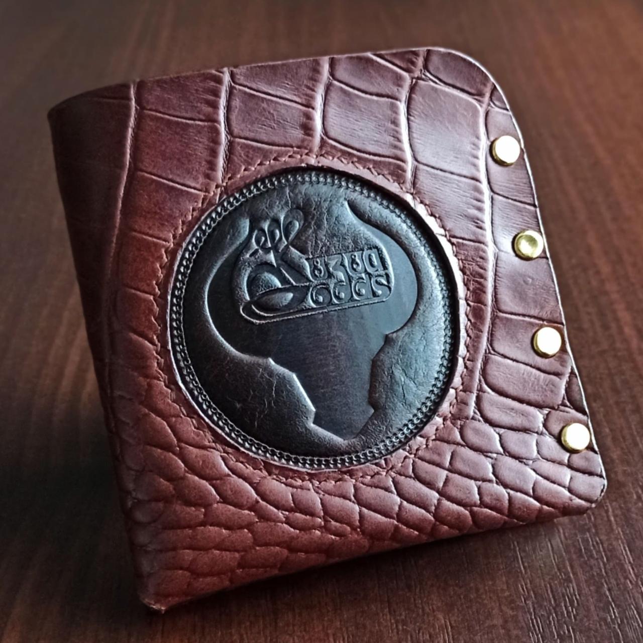 Шкіряний коричневий чоловічий гаманець.Тонкий міні гаманець, портмоне, гаманець на магніті.