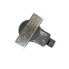 Душовий канал FORTE ROTATION 20 см, корпус та решітка - нерж.сталь, подвійний затвор, горизонтальний вихід 50 мм