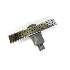 Душовий канал FORTE ROTATION 40 см, корпус та решітка-нержавіюча сталь, подвійний затвор, горизонтальний вихід 50 мм