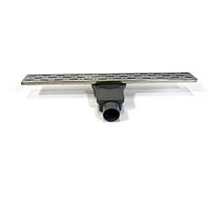 Душовий канал FORTE ROTATION 60 см, корпус та решітка-неірж. сталь, подвійний закрив, горизонтальний вихід 50 мм