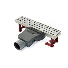 Душовий канал ALFA ROTATION 30 см, корпус і решітка-нерж. сталь, подвійний закрив, горизонтальний вихід 50 мм