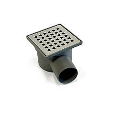 Душовий трап DRAIN KLEPPER 10x10 см, горизонтальний, з сухим затвором, грати квадратні Sanpreis