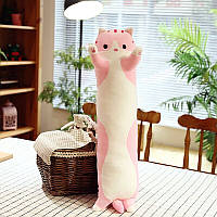 Мягкая игрушка кот батон подушка Розовый 47 см, длинный кот багет игрушка | подушка обнімашка (TI)