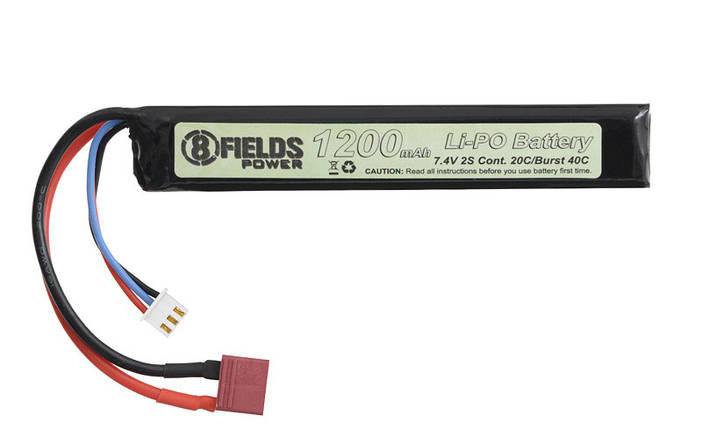 Акумулятор Li-Po 1200mAh 7,4V 20/40C — T-CONNECTOR [8FIELDS] (для страйкболу), фото 1
