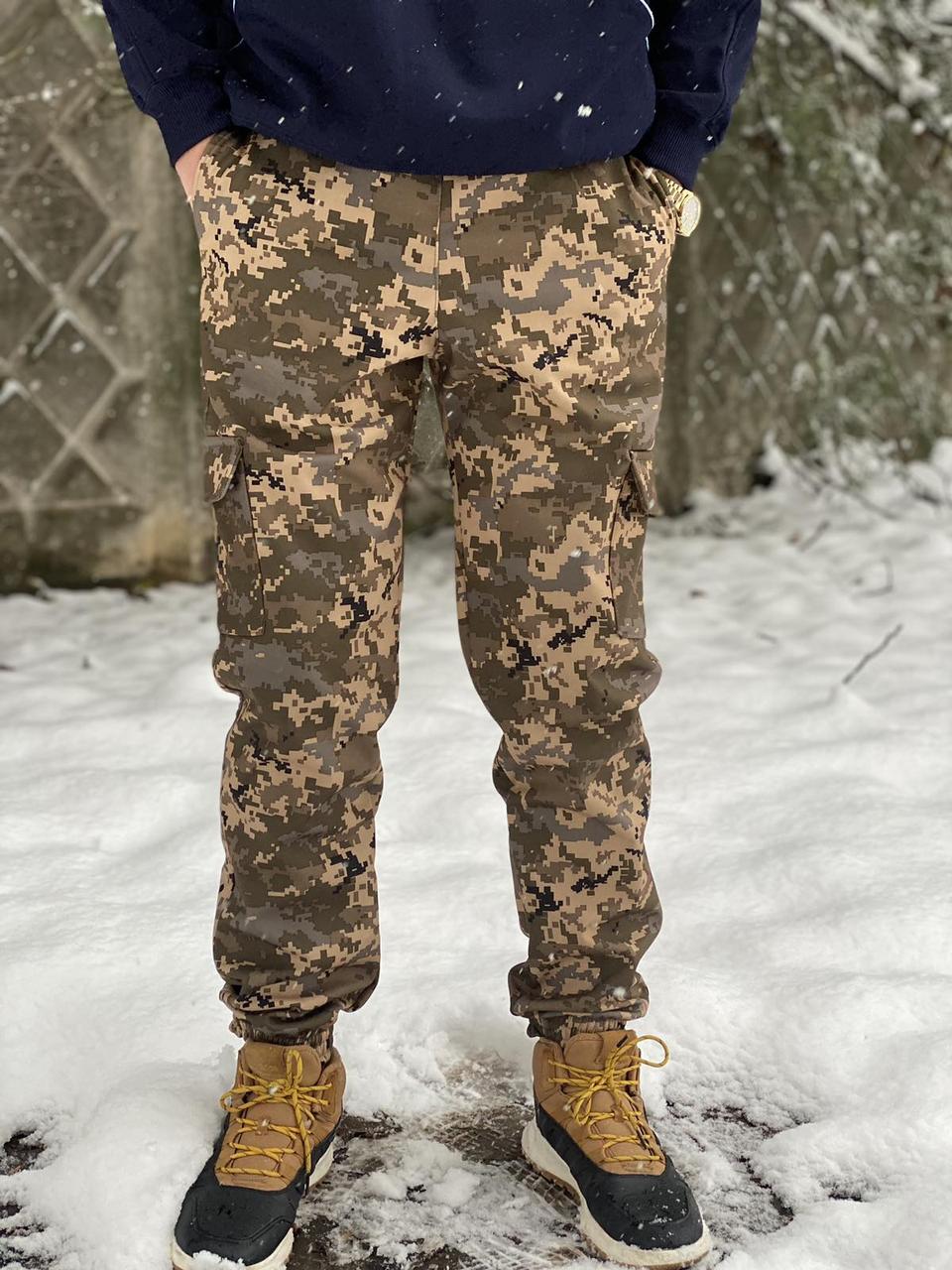 Армійські тактичні штани софтшелл на манжетах,Штани чоловічі soft shell на флісі XXL