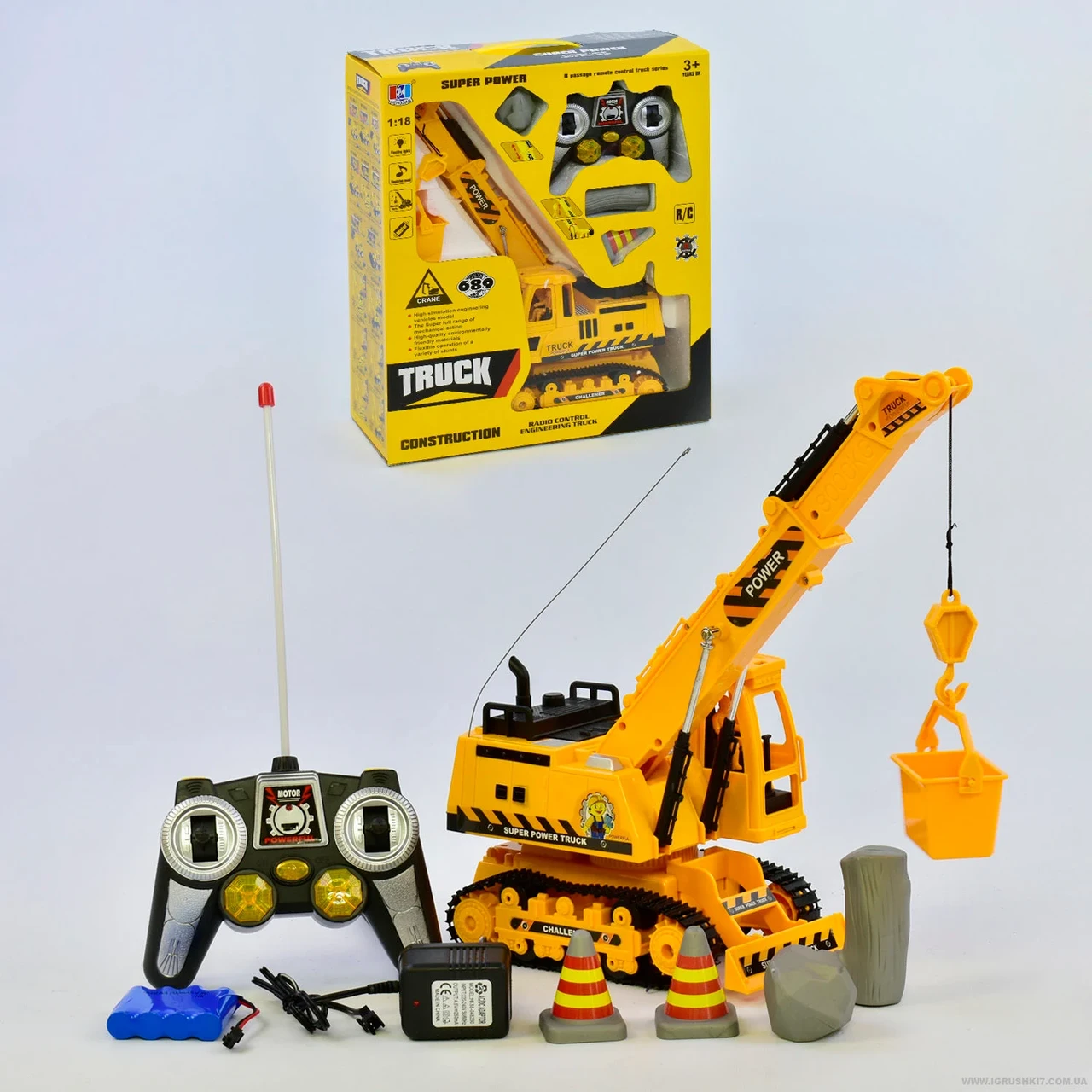 Кран на радіокеруванні 689-16 (12) акумулятор 4,8 V, світло, звук, в коробці