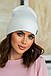 Молодіжна жіноча шапка з відворотом Snijana, молочно-біла, фото 2