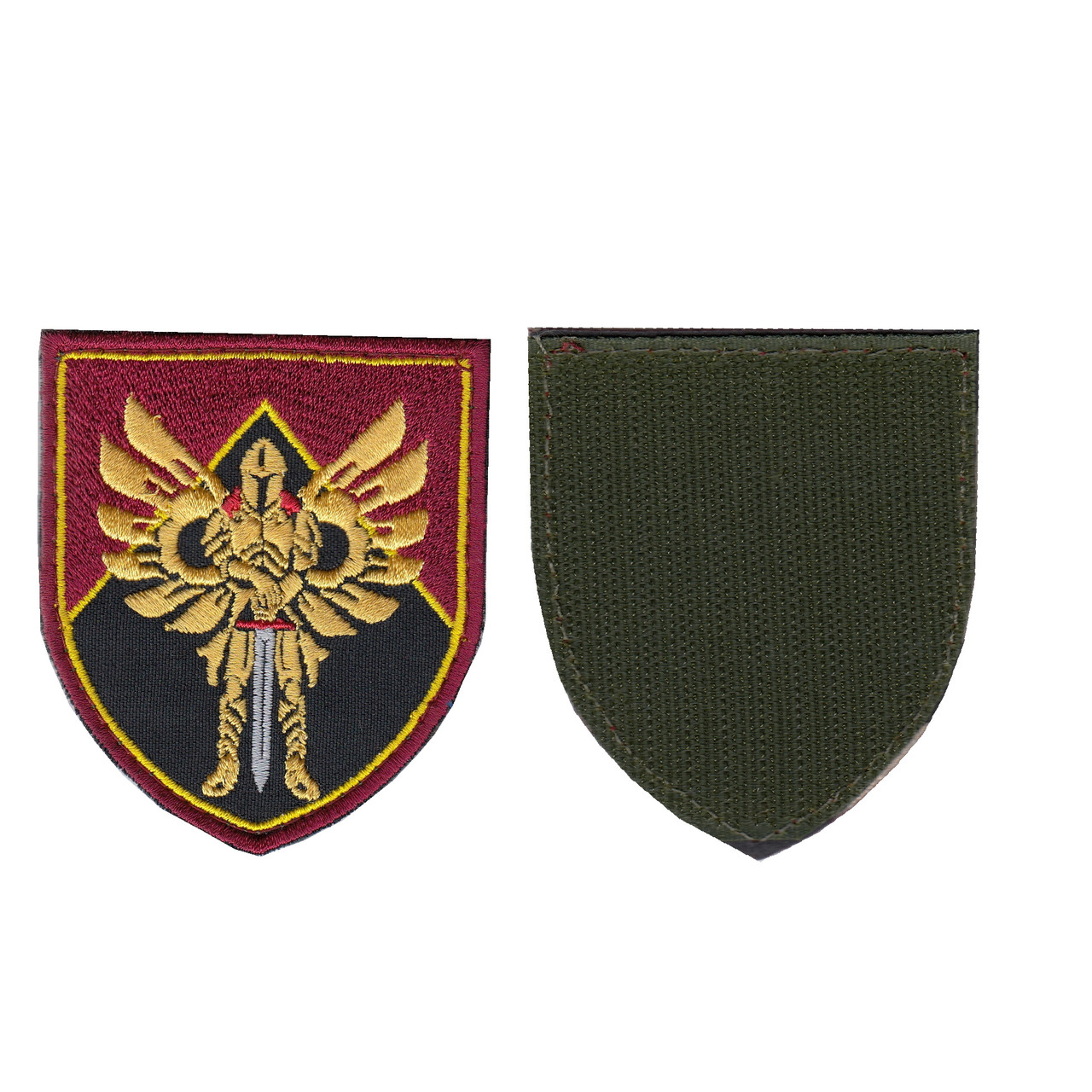 Шеврон військовий / армійський, 46 ОДШБр ДШВ Десантно-штурмові війська, на липучці, на червоному,ЗСУ. 8 см * 7 см