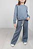 Костюм утеплений для дівчинки базова турецька тринитка кофта реглан і штани палацо-гарячі кольори сірий, фото 2